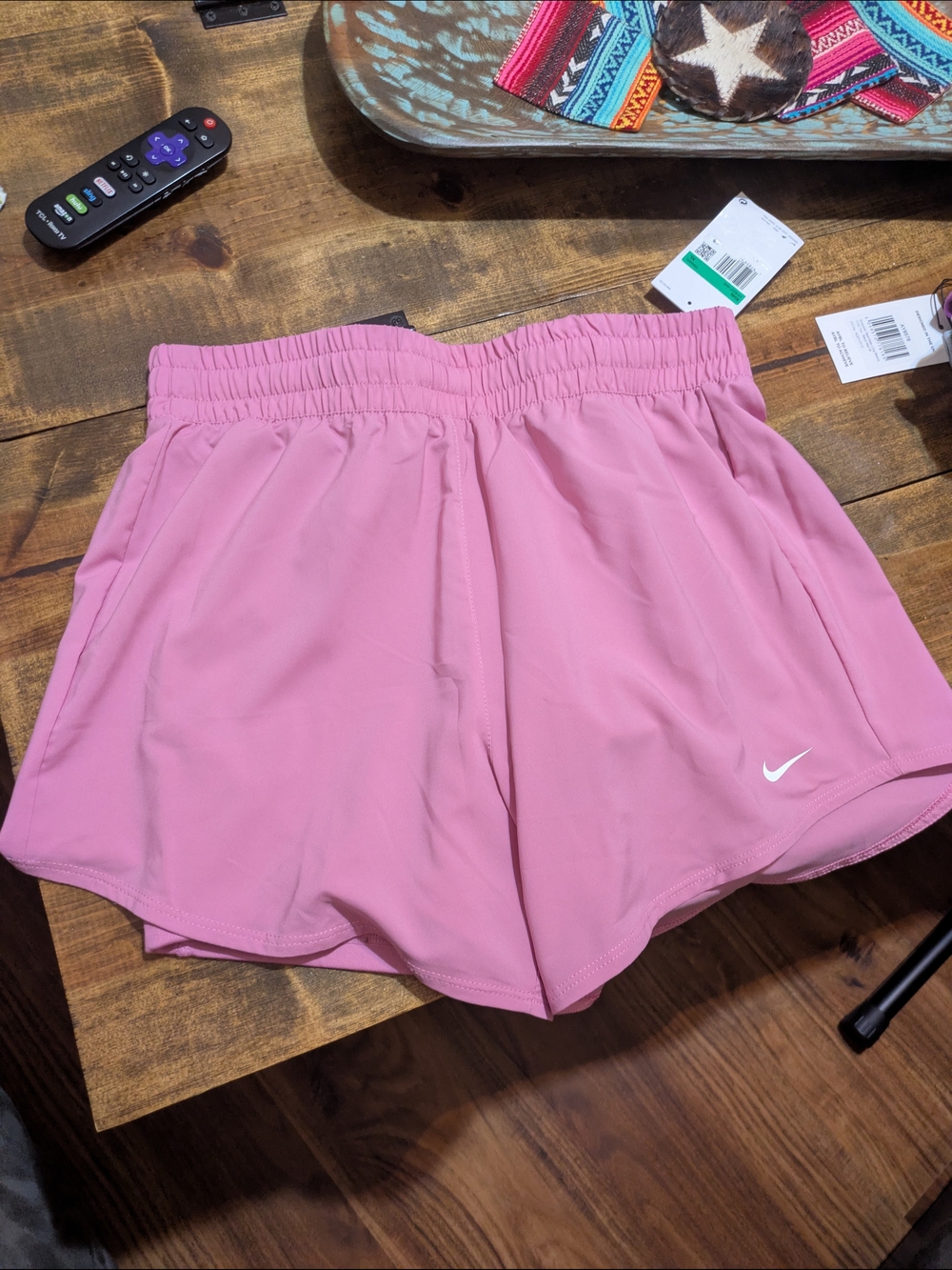 NWT Nike Women’s Rose Pink Running Shorts with White Swoosh